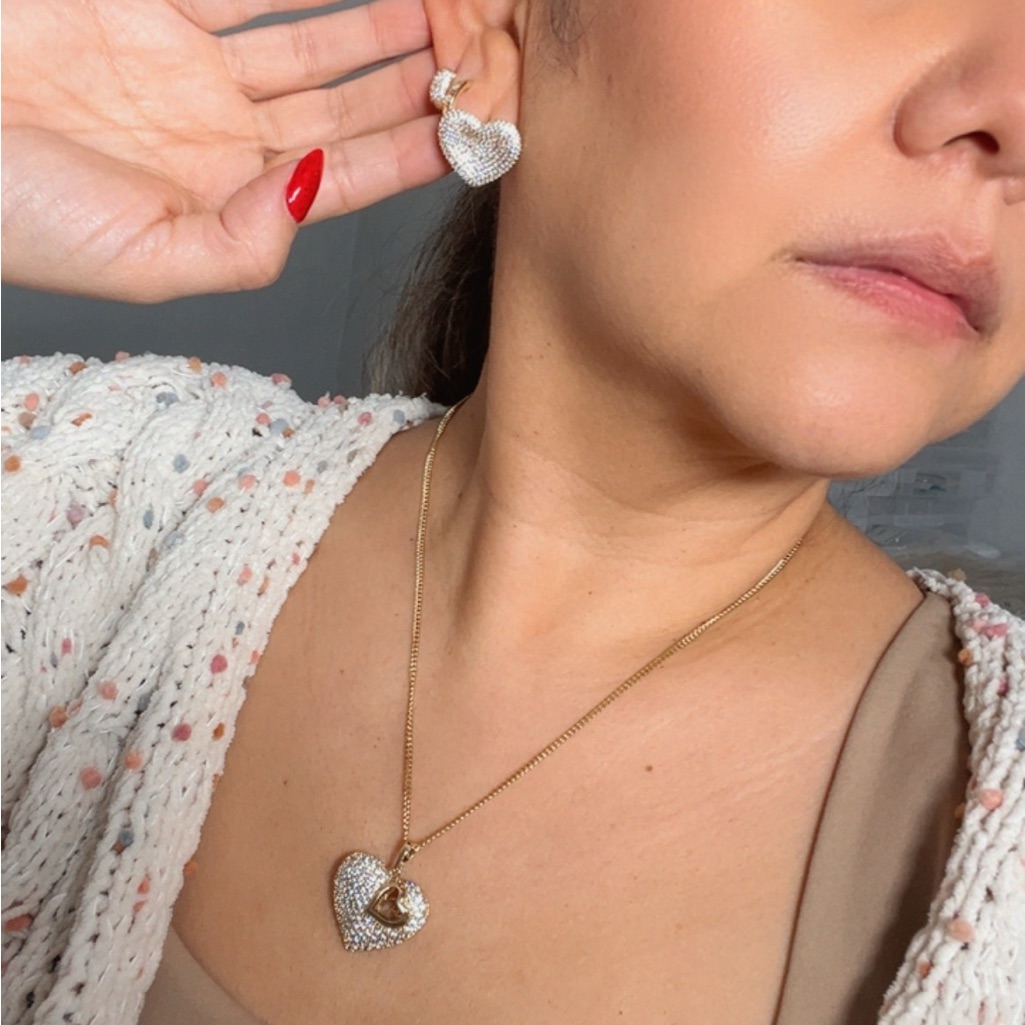 Heart Necklace And Earrings